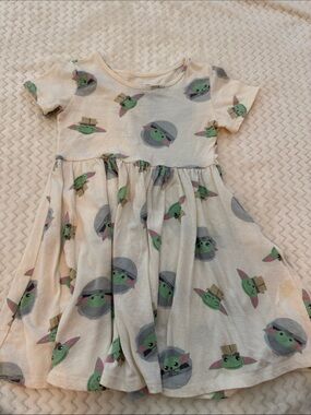 Star Wars Cream Dress with Green Character Print